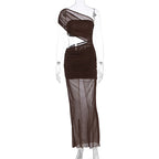 Women's Asymmetric Wrap Dress with Refined Ruffles