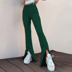 Women's Flared Leggings with Side Slit