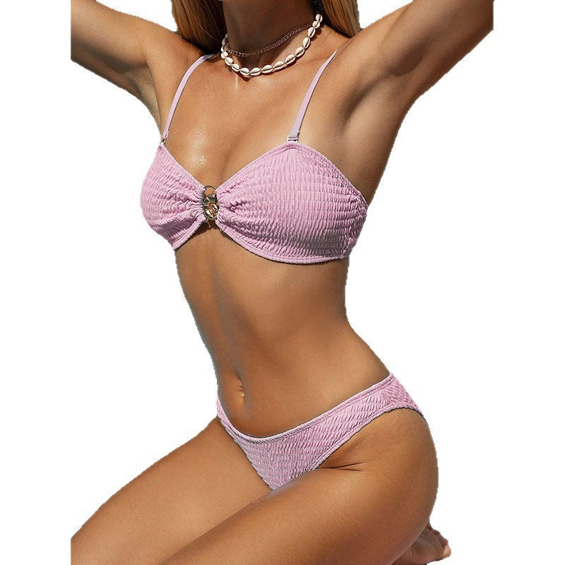 Women's Bandeau Bikini with Ruched Design