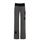 Women's Casual Pants with Striped Pattern and Practical Side Pockets
