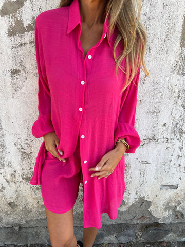 Women's Long Blouse with Full Button Placket