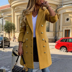Women's Elegant Double-Breasted Blazer Coat with High-Quality Buttons
