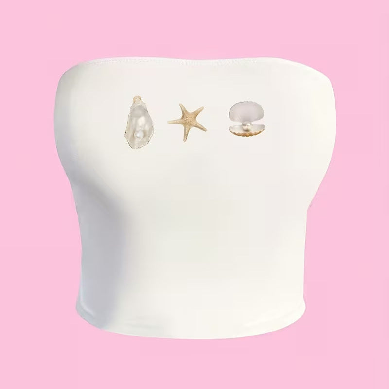 Women's Maritime Bandeau Top with Shell Motifs