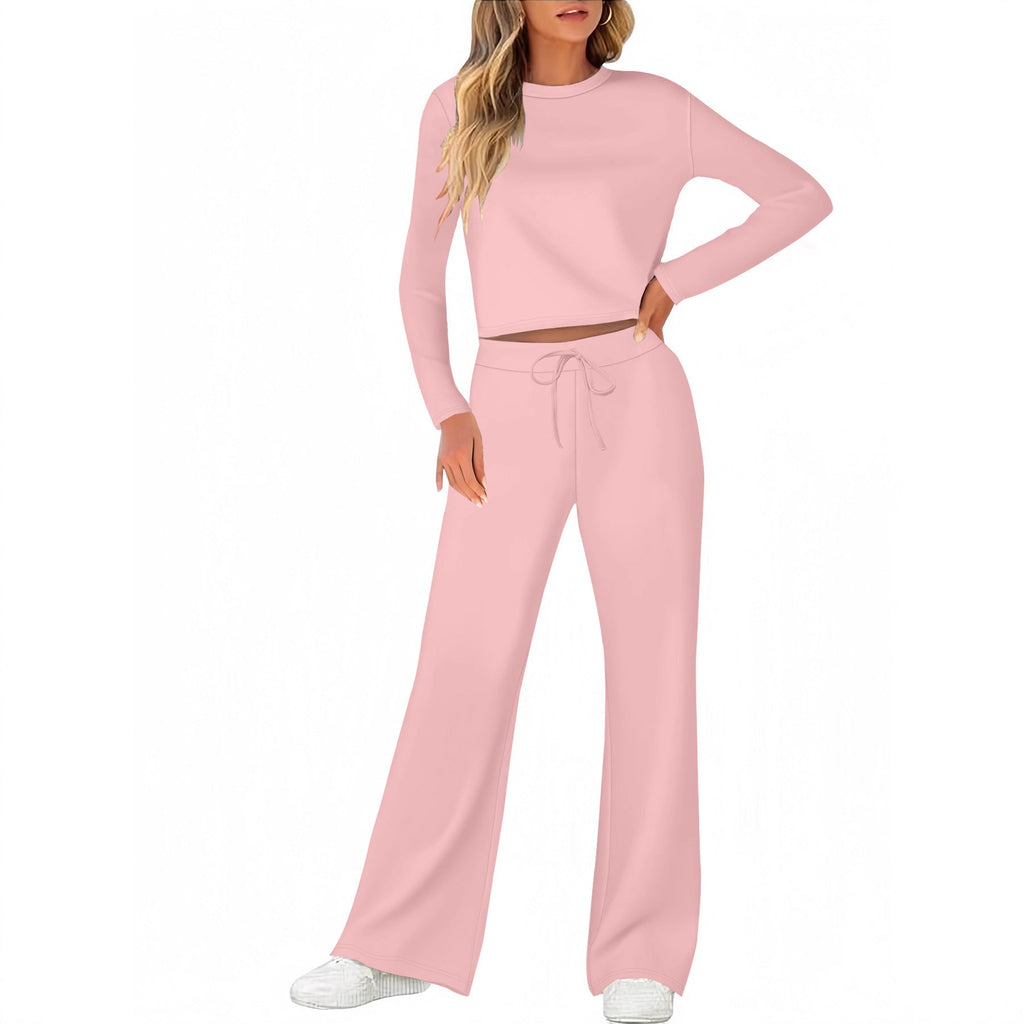 Women's Comfortable Lounge Set with Wide Cut and Long Sleeves