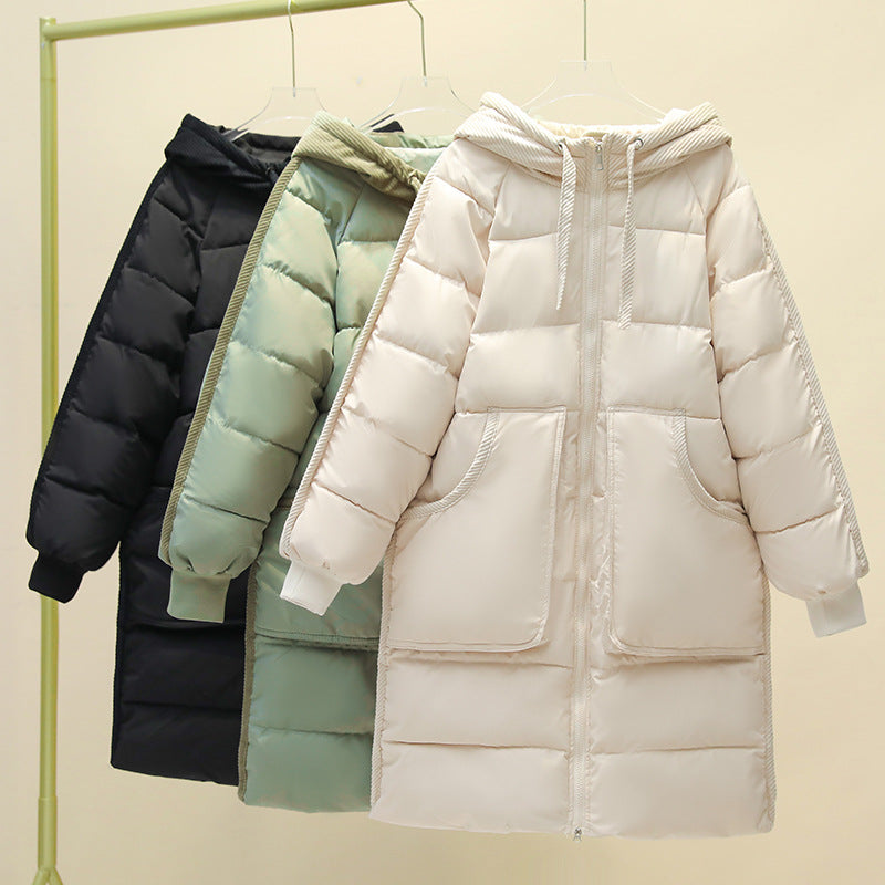 Women's Long Insulated Puffer Parka with Detachable Hood and Large Pockets