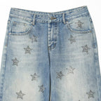 Women's Denim Jeans with Sparkling Star Pattern