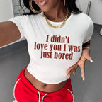 Women's Crop Shirt with Creative Statement and Fitted Cut