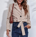 Women's Cropped Blazer with Waist Belt and Modern Cut