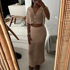 Crochet Crop Top and Maxi Skirt Set