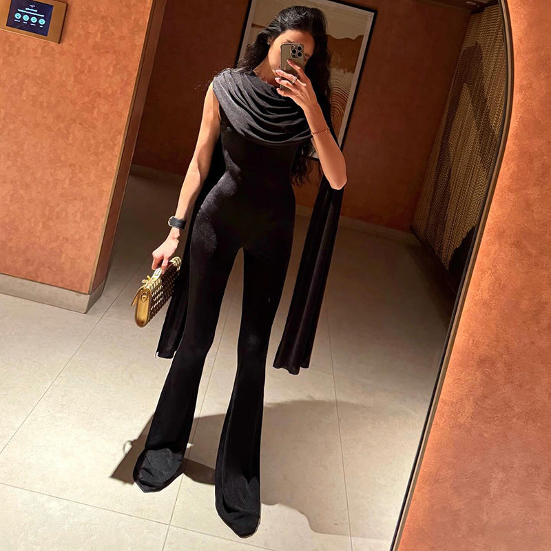 Elegant Draped Wide-Leg Jumpsuit