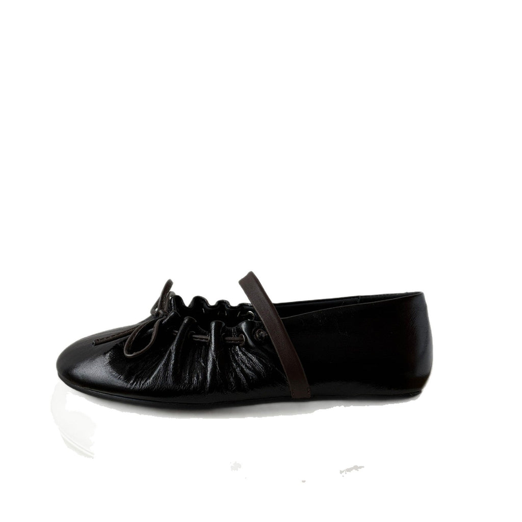 Women's Ballet Flats with Elastic Strap and Metallic Finish