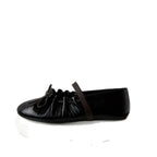 Women's Ballet Flats with Elastic Strap and Metallic Finish