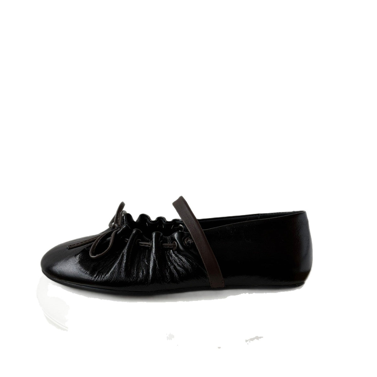 Women's Ballet Flats with Elastic Strap and Metallic Finish