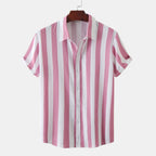 Women's Short-Sleeve Blouse with Modern Striped Design