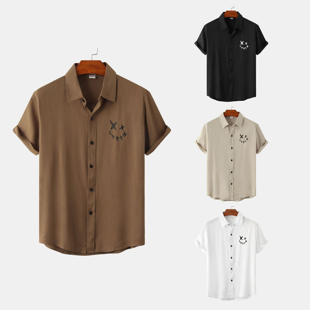 Women's Short-Sleeve Shirt with Creative Print and Loose Fit
