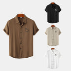 Women's Short-Sleeve Shirt with Creative Print and Loose Fit