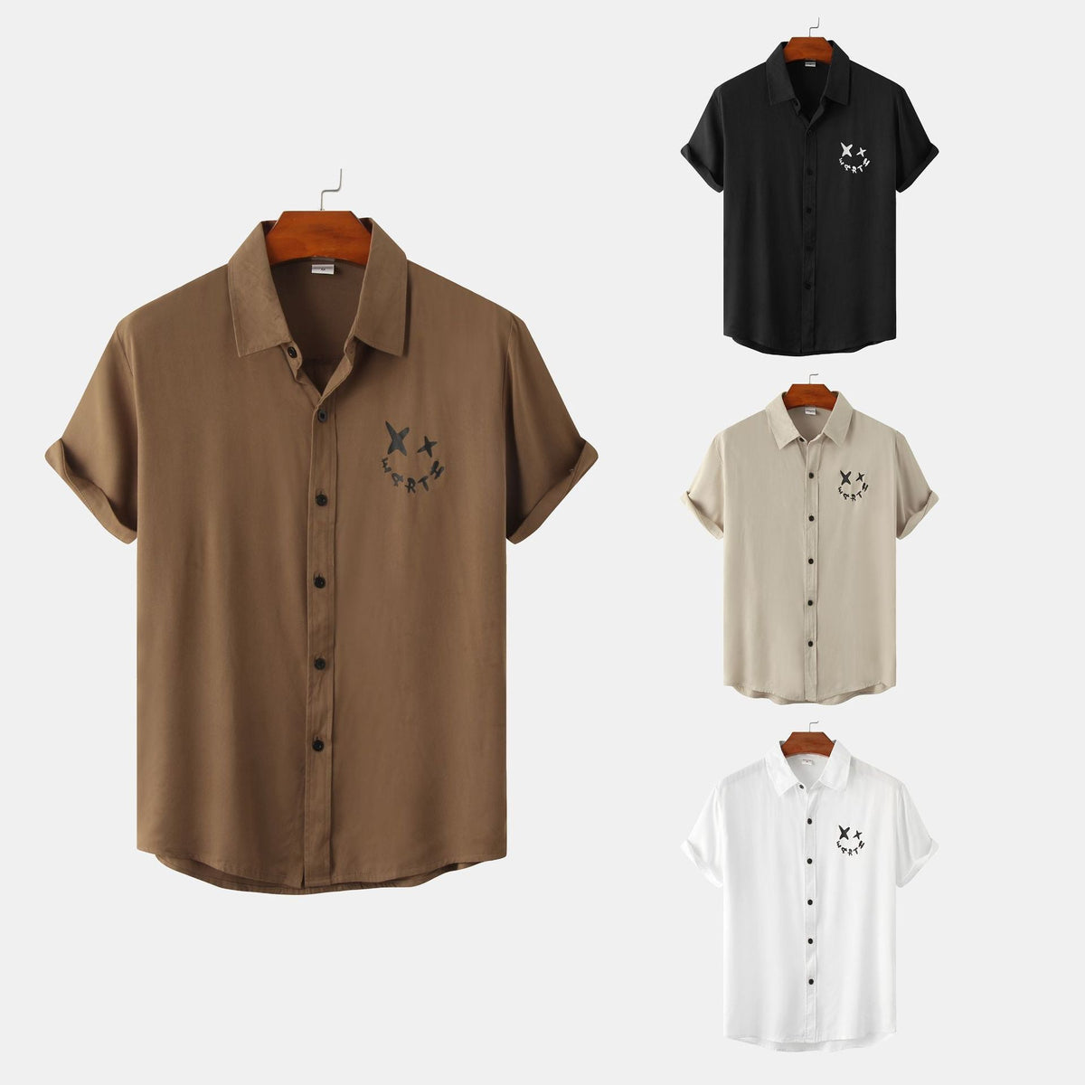 Women's Short-Sleeve Shirt with Creative Print and Loose Fit