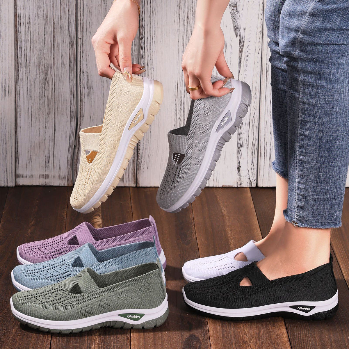 Women's Breathable Casual Sneakers with Flexible Entry and Non-Slip Sole