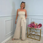 Women's Elegant Strapless Wide-Leg Jumpsuit