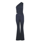 Elegant Women's Jumpsuit with Asymmetric Design and Decorative Waist