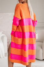 Women's Casual Striped Knit Coat