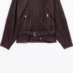 Women's Elegant Suede-Look Jacket with Fashionable Buckles and Practical Pockets