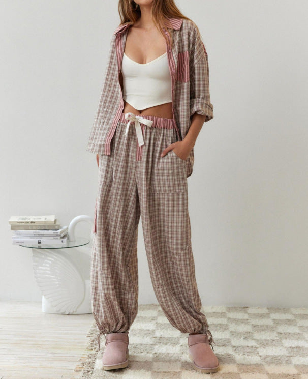 Women's Casual Plaid Set