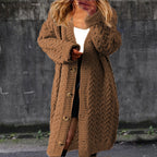 Women's Chunky Knit Cardigan with Button Details