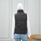 Elegant Quilted Vest with High Collar and Pockets