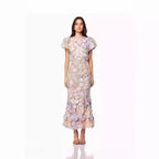 Women's Floral Dress with 3D Flower Appliqués