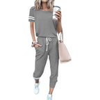 Women's Leisure Suit with Stylish Contrast Stripes