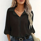 Elegant Long-Sleeve Breathable Cotton Blouse