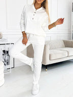 Women's Casual Jogging Suit with Elegant Button Details