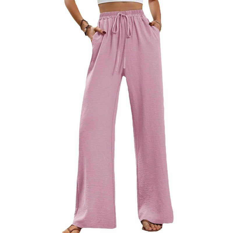 Women's Comfortable Lightweight Palazzo Pants with Elastic Waist and Pockets