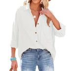 Women's Casual Oversized Shirt with Chest Pocket