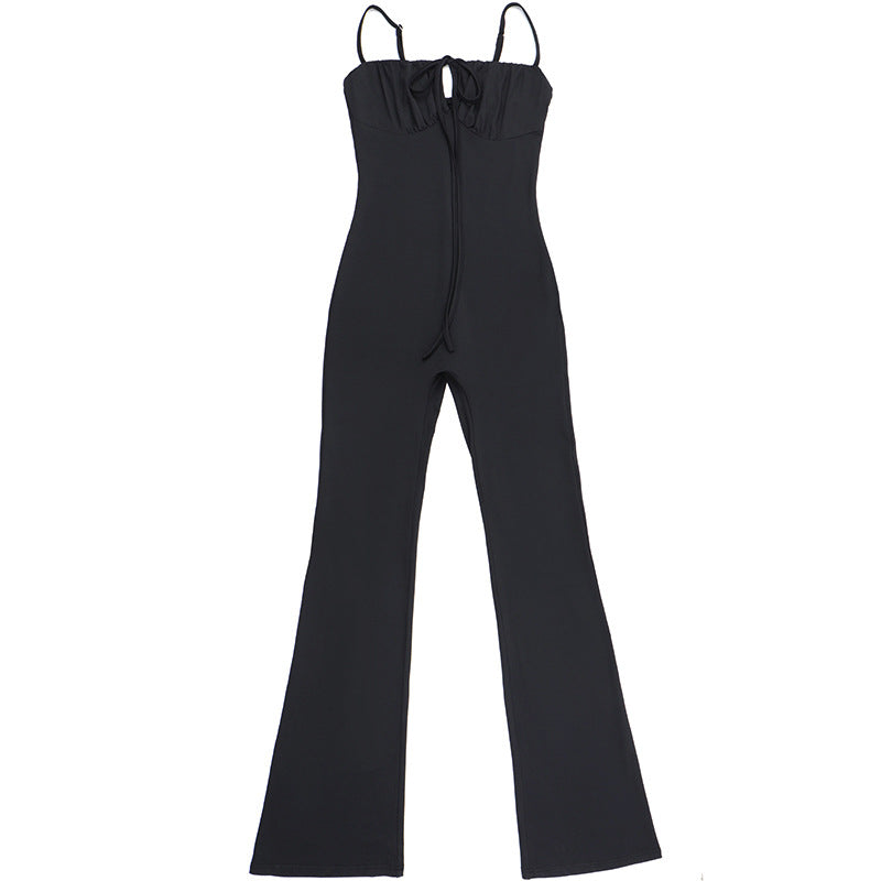 Women's Form-Fitting Jumpsuit with Sophisticated Lacing
