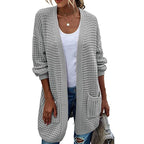 Women's Chunky Knit Cardigan with Casual Fit and Practical Pockets