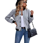 Women's Bomber Jacket with Pockets and Contrasting Collar