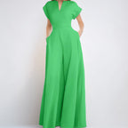 Elegant Women's Wide-Leg Jumpsuit with Shawl Collar