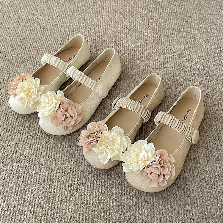 Women's Ballet Flats with Floral Decor and Elastic Strap