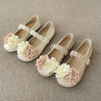 Women's Ballet Flats with Floral Decor and Elastic Strap