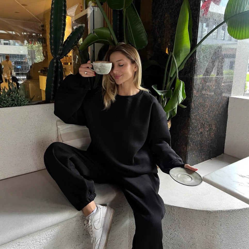 Women's Comfortable and Fashionable Oversized Loungewear Set with Drawstring and Elastic Cuffs
