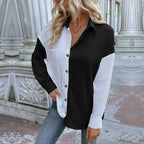 Elegant Asymmetric Button-Down Blouse with Chest Pocket