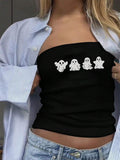 Women's Bandeau Top with Ghost Motif
