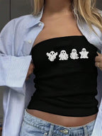 Women's Bandeau Top with Ghost Motif