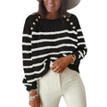 Women's Patterned Sweater with Decorative Buttons