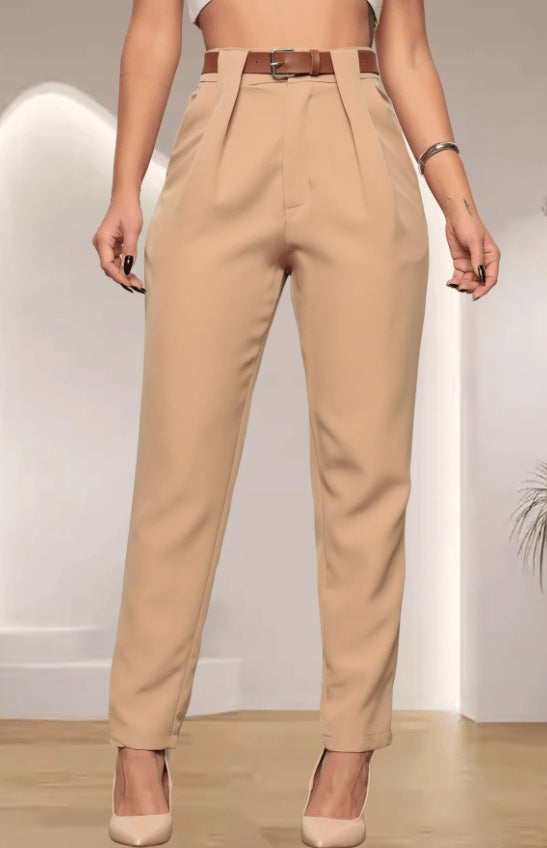 Elegant High-Waisted Pants with Pleat Details