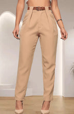 Elegant High-Waisted Pants with Pleat Details
