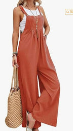 Women's Casual Wide-Leg Jumpsuit with Buckle Closure