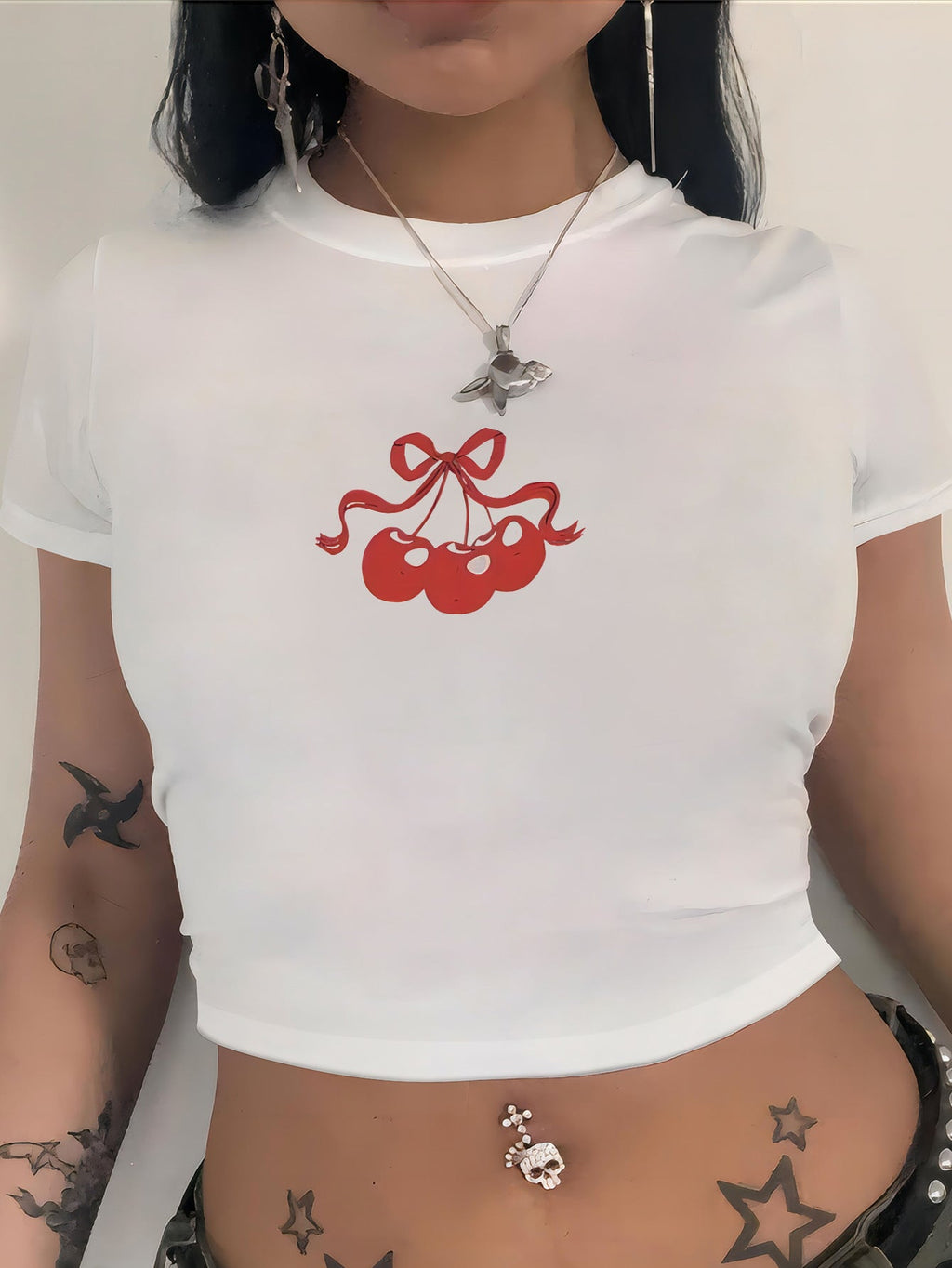 Women's Skull Print Crop T-Shirt